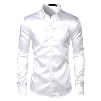 Mens Black Satin Dress Shirts