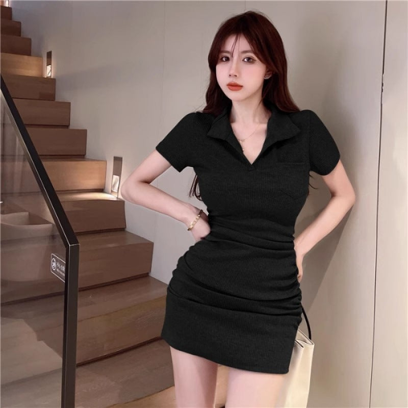 Polo Collar Short Sleeve Dress Women's Summer