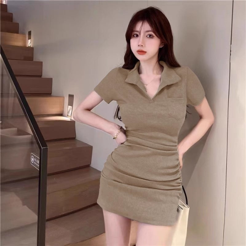 Polo Collar Short Sleeve Dress Women's Summer