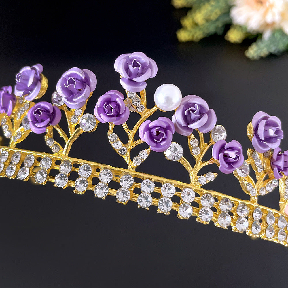 Purple Rose Crystal Jewelry Crown