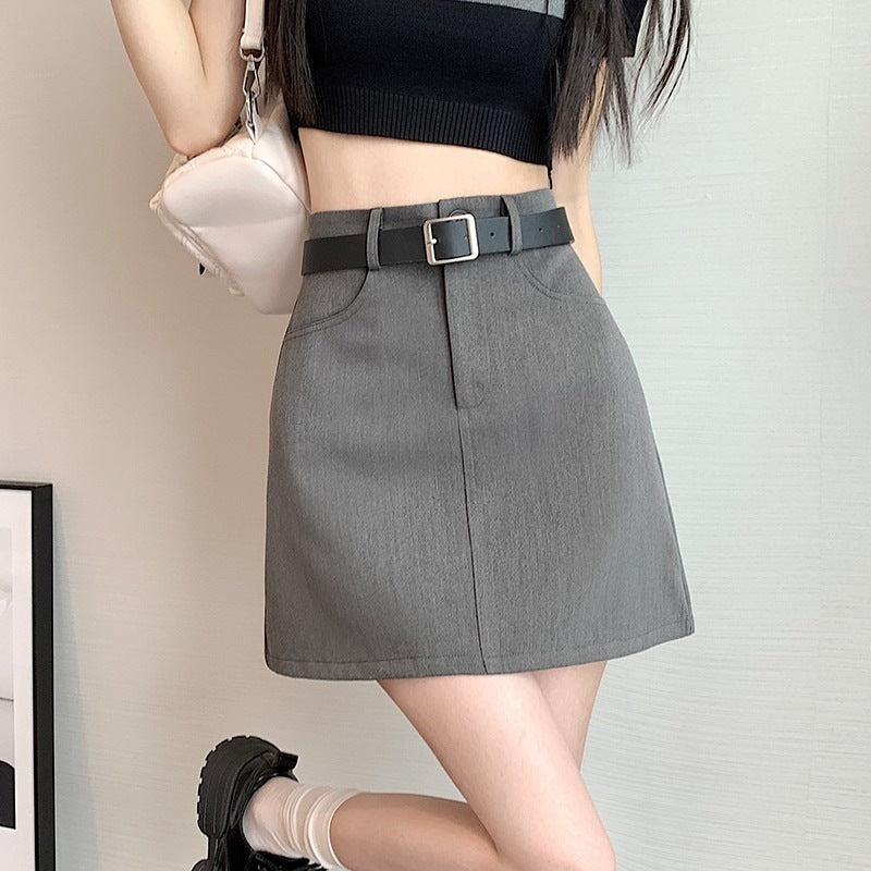 High Waist A- Line Skirt Split Hip Skirt