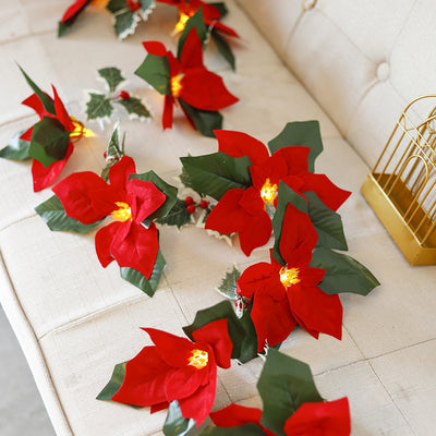 Led First Grade Christmas Lights With Red Flowers And Red Fruits For Home Decor