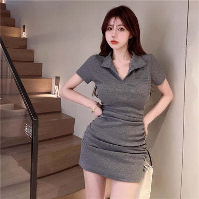 Polo Collar Short Sleeve Dress Women's Summer