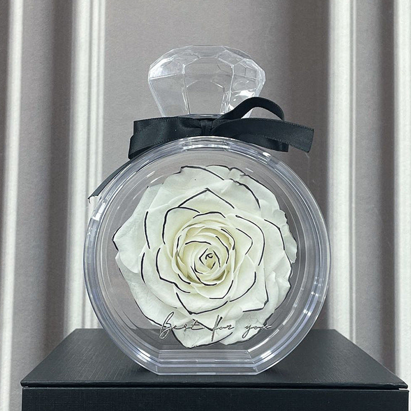 Eternal Flower Ornaments Transparent Cover Dried Rose Gift Box For Christmas New Year Valentine's Day Home Decor