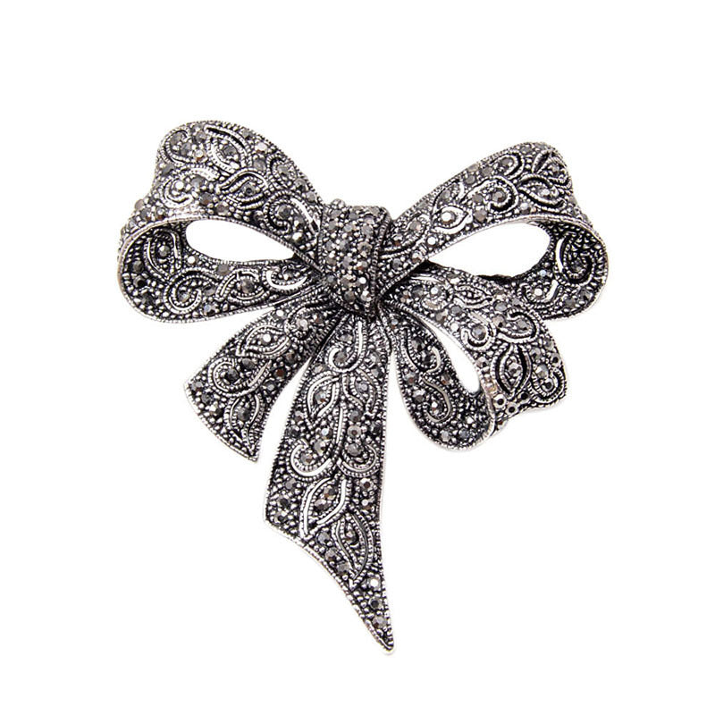 Diamond Bow Brooch Fashion Retro Accessories Female